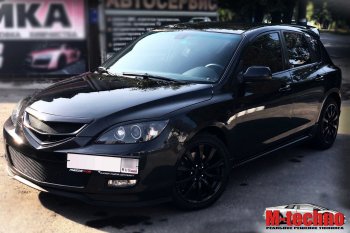 689 р. Реснички на фары Style v2 (длинные)  Mazda 3/Axela  BK (2006-2009) рестайлинг, хэтчбэк (Неокрашенные)  с доставкой в г. Керчь. Увеличить фотографию 2