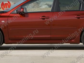 6 599 р. Пороги накладки MV-Tuning Mazda 3/Axela BK дорестайлинг, хэтчбэк (2003-2006) (Неокрашенные)  с доставкой в г. Керчь. Увеличить фотографию 2