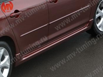 6 599 р. Пороги накладки MV-Tuning Mazda 3/Axela BK дорестайлинг, хэтчбэк (2003-2006) (Неокрашенные)  с доставкой в г. Керчь. Увеличить фотографию 3