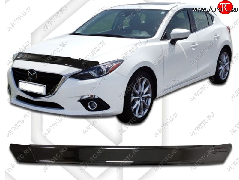 1 999 р. Дефлектор капота CA-Plastic Mazda 3/Axela BM дорестайлинг, хэтчбэк (2013-2016) (Classic черный, Без надписи)  с доставкой в г. Керчь