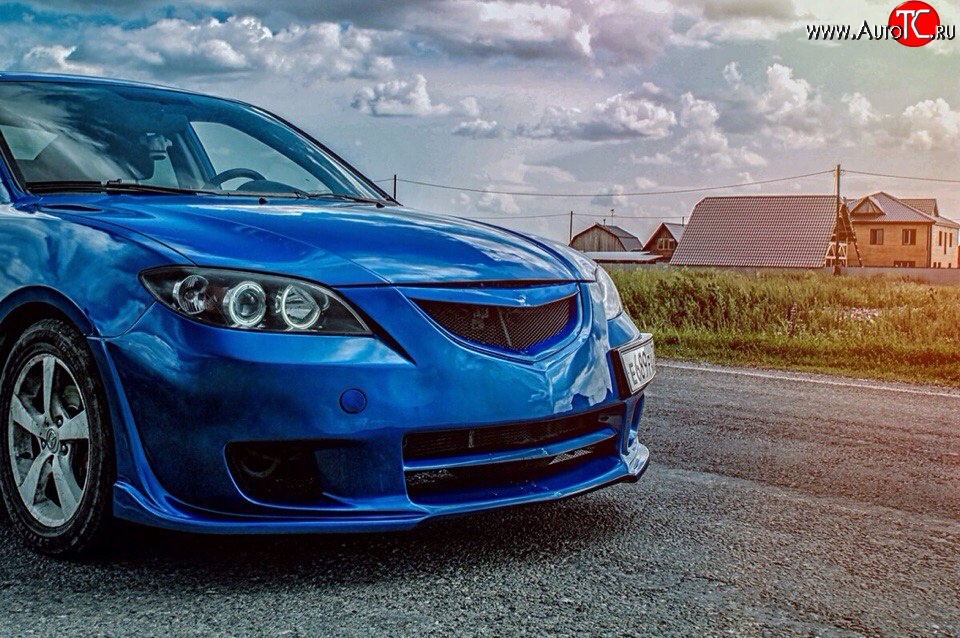 8 499 р. Передний бампер Mazda Speed  Mazda 3/Axela  BK (2003-2006) дорестайлинг седан (Неокрашенный)  с доставкой в г. Керчь
