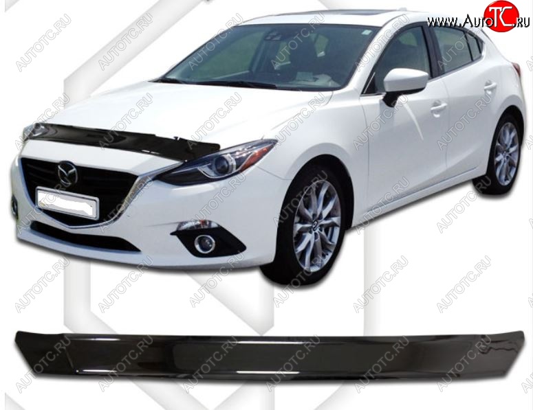 1 899 р. Дефлектор капота CA-Plastic Mazda 3/Axela BM рестайлинг седан (2016-2019) (Classic черный, Без надписи)  с доставкой в г. Керчь