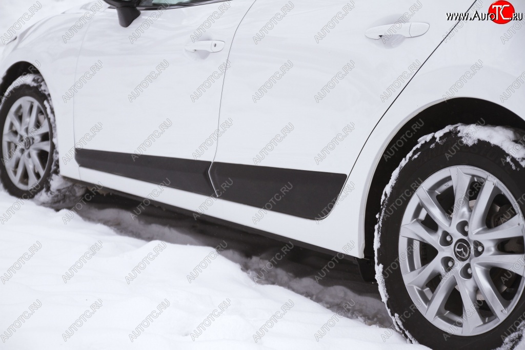 3 399 р. Молдинги RA  Mazda 3/Axela  BM (2013-2016) дорестайлинг седан (Поверхность глянец под окраску, Неокрашенные)  с доставкой в г. Керчь