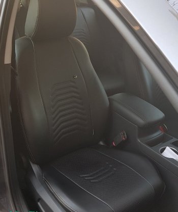 8 249 р. Чехлы для сидений Lord Autofashion Денвер (экокожа) Mazda 3/Axela BM дорестайлинг, хэтчбэк (2013-2016) (Чёрный, вставка чёрная)  с доставкой в г. Керчь. Увеличить фотографию 3