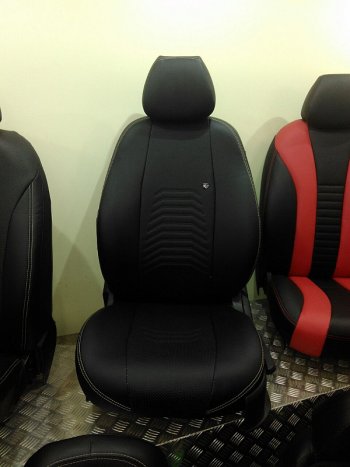 8 249 р. Чехлы для сидений Lord Autofashion Денвер (экокожа) Mazda 3/Axela BM дорестайлинг, хэтчбэк (2013-2016) (Чёрный, вставка чёрная)  с доставкой в г. Керчь. Увеличить фотографию 6