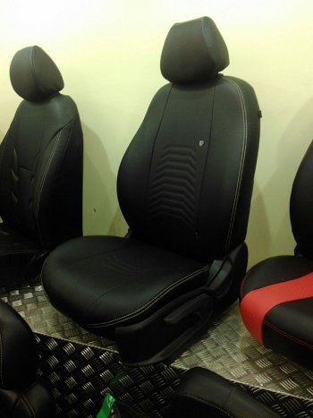 8 249 р. Чехлы для сидений Lord Autofashion Денвер (экокожа) Mazda 3/Axela BM дорестайлинг, хэтчбэк (2013-2016) (Чёрный, вставка чёрная)  с доставкой в г. Керчь. Увеличить фотографию 7