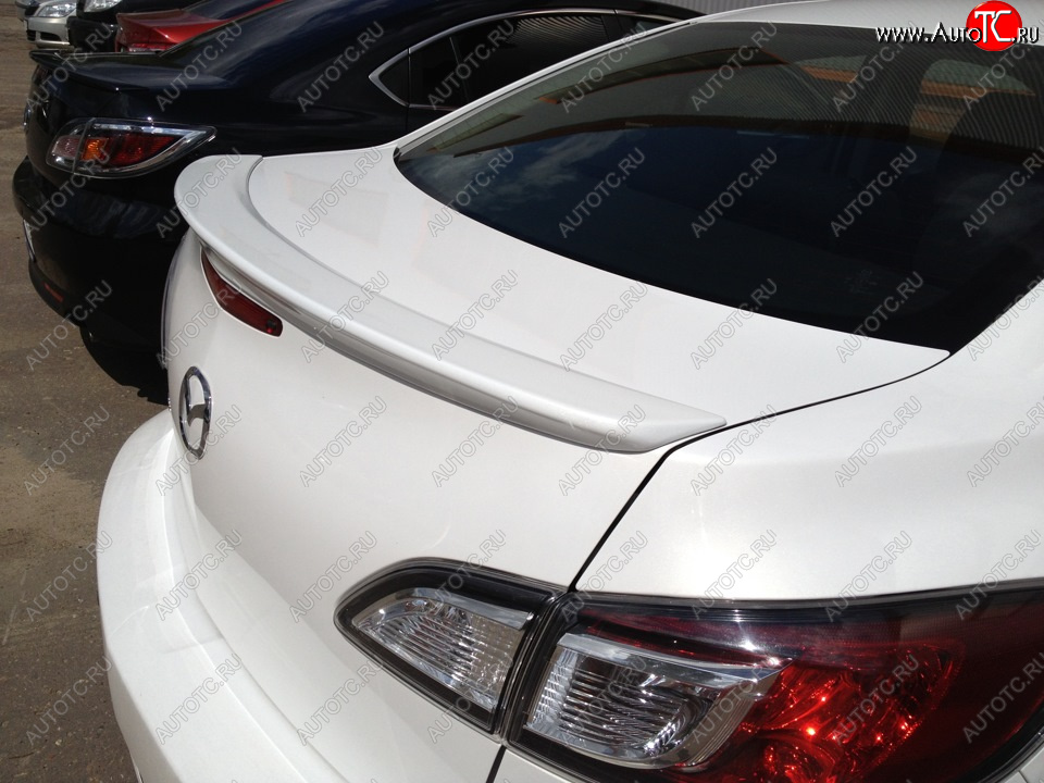 3 899 р. Лип спойлер MV-Tuning  Mazda 3/Axela  BL (2009-2013) дорестайлинг седан, рестайлинг седан (Неокрашенный)  с доставкой в г. Керчь