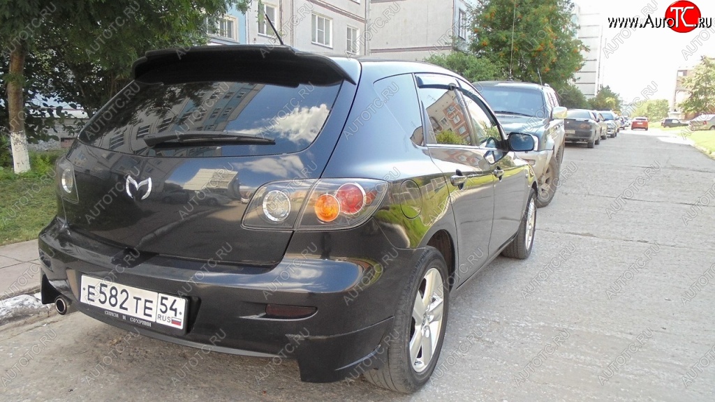 3 199 р. Клыки на задний бампер Style Mazda 3/Axela BK дорестайлинг, хэтчбэк (2003-2006) (Неокрашенная)  с доставкой в г. Керчь