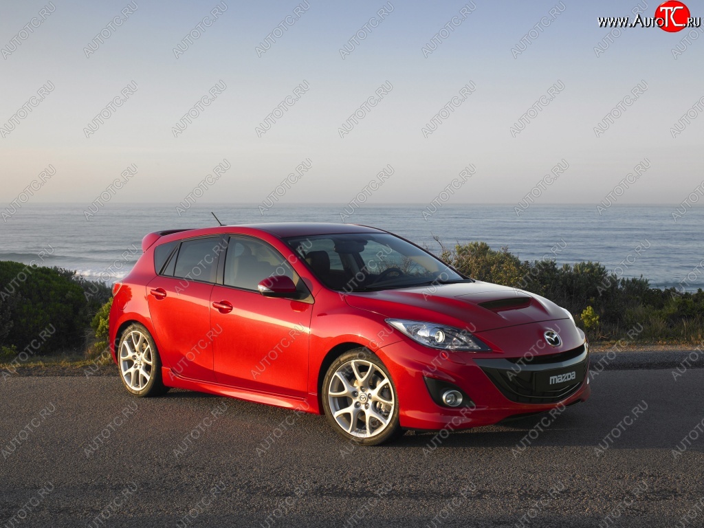 4 899 р. Пороги накладки KNIGHT SPORTS Mazda 3/Axela BL дорестайлинг, хэтчбэк 5 дв. (2009-2011) (Неокрашенные)  с доставкой в г. Керчь