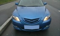 3 189 р. Решётка радиатора Style v2 (значок)  Mazda 3/Axela  BK (2003-2006) дорестайлинг, хэтчбэк (Неокрашенная)  с доставкой в г. Керчь. Увеличить фотографию 2