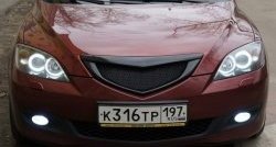 2 599 р. Решётка радиатора Style v4 (сетка) Mazda 3/Axela BK дорестайлинг, хэтчбэк (2003-2006) (Неокрашенная)  с доставкой в г. Керчь. Увеличить фотографию 2