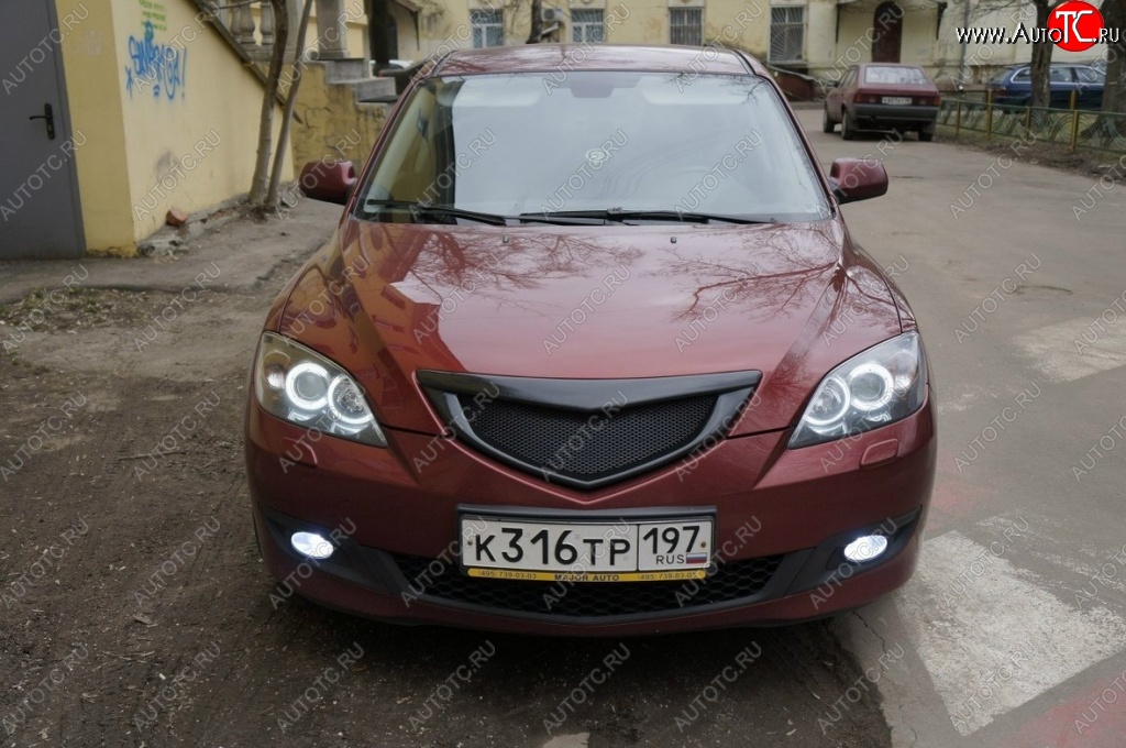 2 599 р. Решётка радиатора Style v4 (сетка) Mazda 3/Axela BK дорестайлинг, хэтчбэк (2003-2006) (Неокрашенная)  с доставкой в г. Керчь