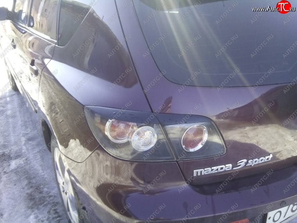 779 р. Реснички на фонари Style v1 (4 части)  Mazda 3/Axela  BK (2003-2009) дорестайлинг, хэтчбэк, рестайлинг, хэтчбэк (Неокрашенные)  с доставкой в г. Керчь