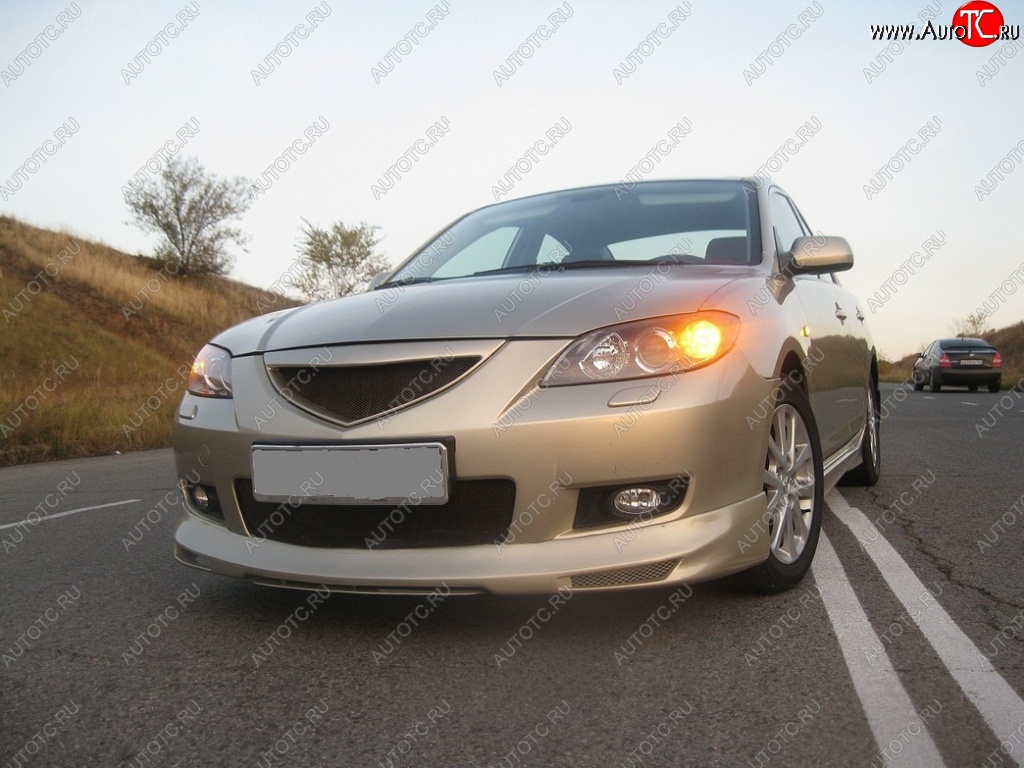 4 999 р. Накладка на передний бампер Style Mazda 3/Axela BK дорестайлинг седан (2003-2006) (Неокрашенная)  с доставкой в г. Керчь