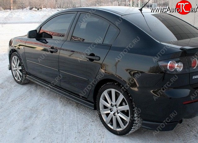 2 899 р. Клыки на задний бампер Style Mazda 3/Axela BK дорестайлинг седан (2003-2006) (Неокрашенная)  с доставкой в г. Керчь