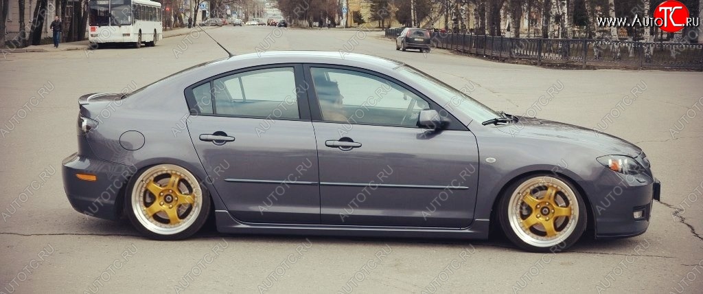 4 549 р. Пороги накладки Сток 2л Mazda 3/Axela BK дорестайлинг седан (2003-2006) (Неокрашенные)  с доставкой в г. Керчь