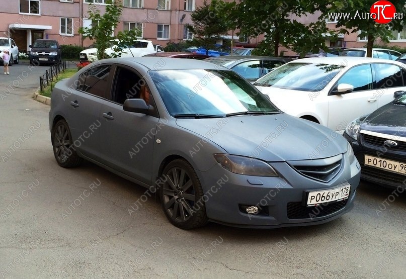 3 189 р. Решётка радиатора (рестайл) Style (полоска)  Mazda 3/Axela  BK (2006-2009) рестайлинг седан (Неокрашенная)  с доставкой в г. Керчь