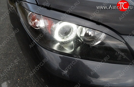 689 р. Реснички на фары Style (короткие) Mazda 3/Axela BK дорестайлинг седан (2003-2006) (Неокрашенные)  с доставкой в г. Керчь