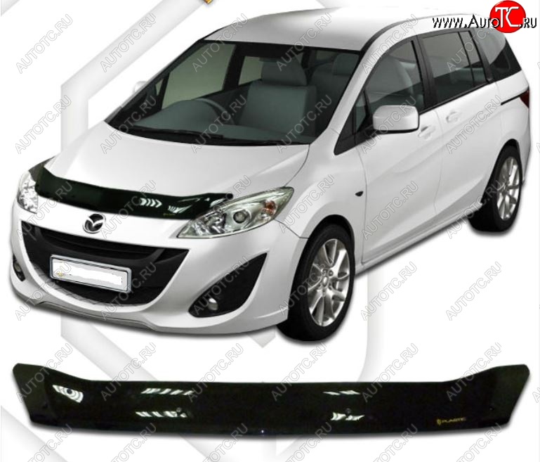1 899 р. Дефлектор капота CA-Plastiс  Mazda 5 (2010-2015) (Classic черный, Без надписи)  с доставкой в г. Керчь