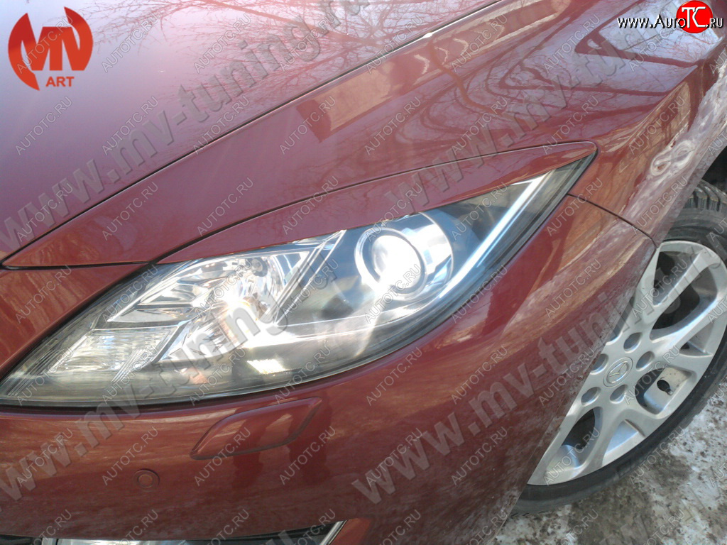 1 299 р. Реснички на фары (на фары без адаптивного света) MV-Tuning Mazda 6 GH рестайлинг универсал (2010-2012) (Неокрашенные)  с доставкой в г. Керчь