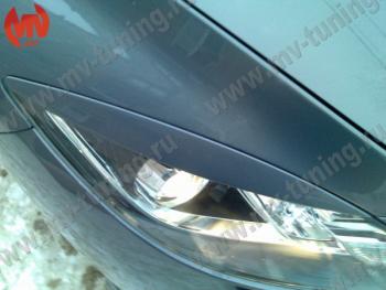 1 299 р. Реснички на фары (на фары без адаптивного света) MV-Tuning Mazda 6 GH рестайлинг универсал (2010-2012) (Неокрашенные)  с доставкой в г. Керчь. Увеличить фотографию 3