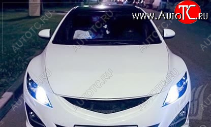 4 399 р. Решётка радиатора Sport Var №1  Mazda 6  GH (2007-2012) дорестайлинг лифтбэк, дорестайлинг седан, дорестайлинг универсал, рестайлинг лифтбэк, рестайлинг седан, рестайлинг универсал (С сеткой, Неокрашенная)  с доставкой в г. Керчь