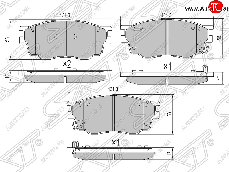 1 249 р. Колодки тормозные SAT (передние)  Mazda 6 ( GG,  GG, GY) (2002-2008) лифтбэк дорестайлинг, седан дорестайлинг, универсал дорестайлинг, лифтбэк рестайлинг, седан рестайлинг, универсал рестайлинг  с доставкой в г. Керчь