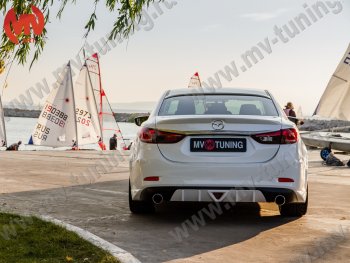 12 699 р. Диффузор заднего бампера Sport v2 Mazda 6 GJ дорестайлинг седан (2012-2015) (Неокрашенный)  с доставкой в г. Керчь. Увеличить фотографию 2