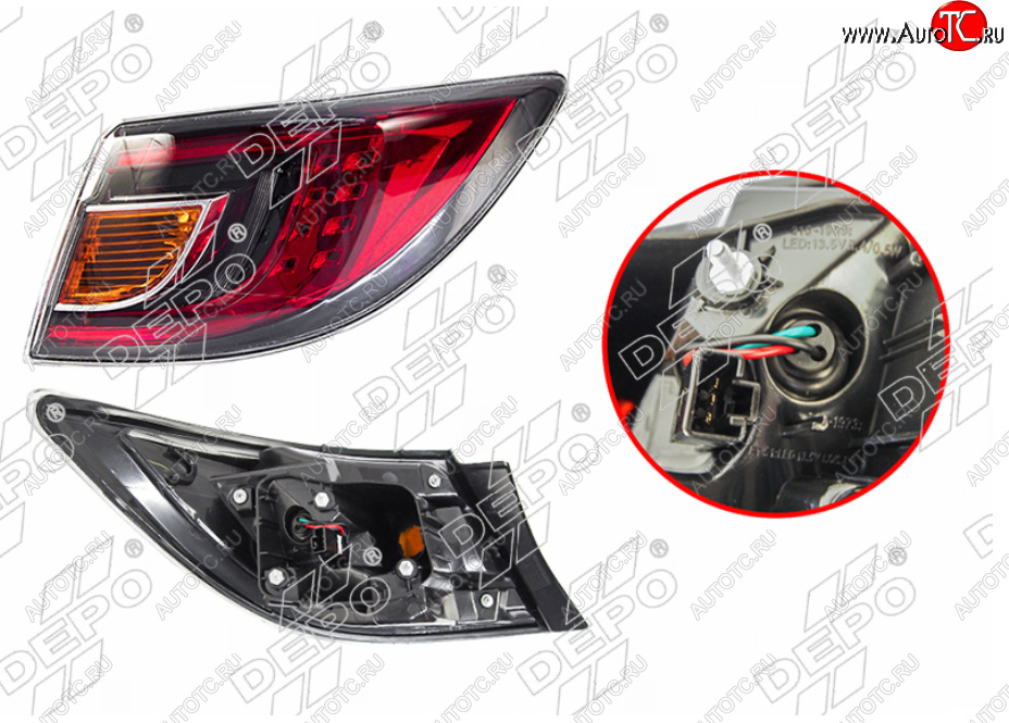 10 599 р. Правый фонарь задний (LED) DEPO Mazda 6 GH дорестайлинг седан (2007-2010)  с доставкой в г. Керчь