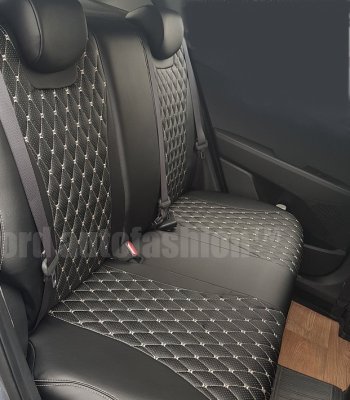 19 649 р. Чехлы для сидений (отдельные бока) Lord Autofashion Байрон (экокожа) Mazda 6 GH дорестайлинг седан (2007-2010) (Чёрный, вставка чёрная, строчка бежевая)  с доставкой в г. Керчь. Увеличить фотографию 4