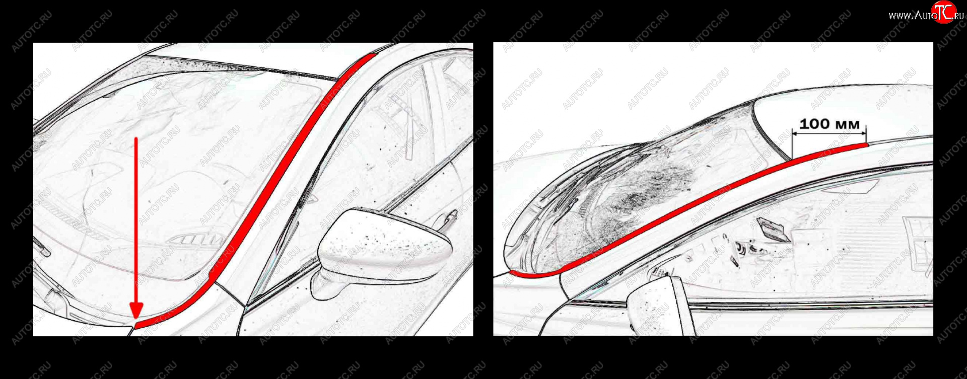 1 699 р. Водостоки лобового стекла Стрелка 11 Mazda 6 GH рестайлинг универсал (2010-2012)  с доставкой в г. Керчь