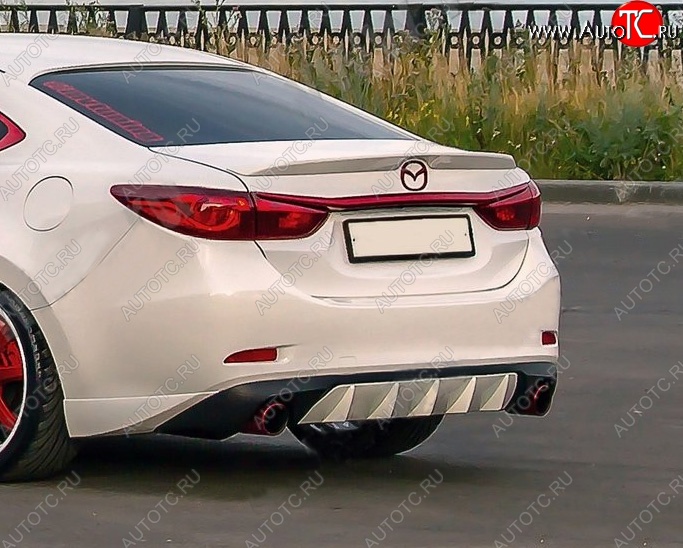 10 899 р. Диффузор заднего бампера Sport v4  Mazda 6  GJ (2015-2018) 1-ый рестайлинг седан (Неокрашенная)  с доставкой в г. Керчь