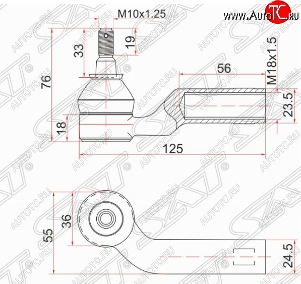 639 р. Правый наконечник рулевой тяги SAT Mazda 3/Axela BK дорестайлинг седан (2003-2006)  с доставкой в г. Керчь