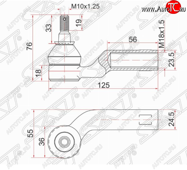639 р. Левый наконечник рулевой тяги SAT Mazda 3/Axela BK дорестайлинг, хэтчбэк (2003-2006)  с доставкой в г. Керчь
