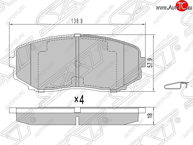 1 259 р. Колодки тормозные SAT (передние)  Mazda Bongo  Friendee - CX-9  TB  с доставкой в г. Керчь