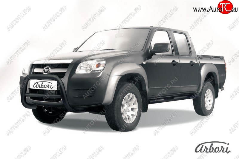 16 289 р. Защита переднего бампера Arbori (низкая, черная, 1 труба d57 mm). Mazda BT-50 (2006-2011)  с доставкой в г. Керчь