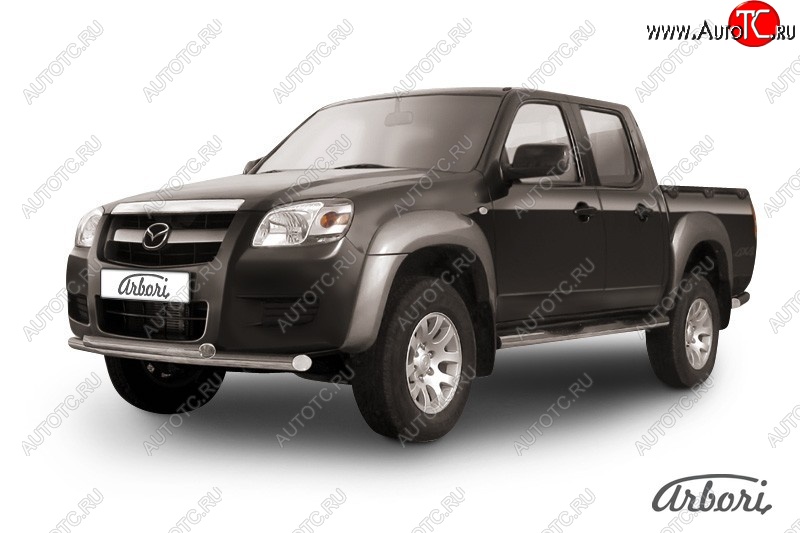 14 579 р. Защита переднего бампера Arbori (нержавейка, 2 трубы d57 mm) Mazda BT-50 (2006-2011)  с доставкой в г. Керчь