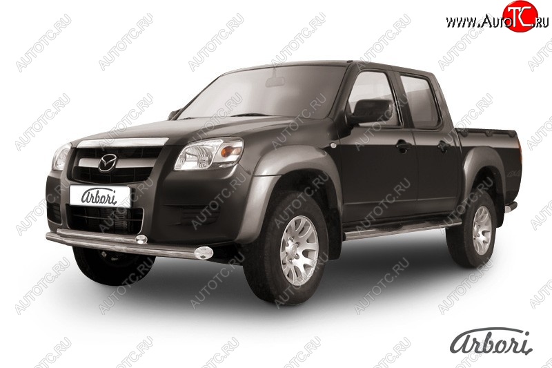 15 749 р. Защита переднего бампера Arbori (нержавейка, 2 трубы d76 и 57 mm) Mazda BT-50 (2006-2011)  с доставкой в г. Керчь