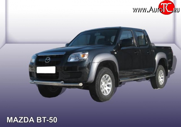 14 749 р. Двойная защита переднего бампера из труб диаметрами по 57 мм Slitkoff  Mazda BT-50 (2006-2011) (Нержавейка, Полированная)  с доставкой в г. Керчь