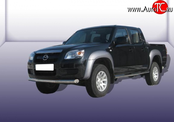 13 499 р. Одинарная защита переднего бампера диаметром 76 мм Slitkoff Mazda BT-50 (2006-2011) (Нержавейка, Полированная)  с доставкой в г. Керчь