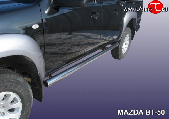 17 299 р. Защита порогов из круглой трубы диаметром 57 мм Slitkoff  Mazda BT-50 (2006-2011) (Нержавейка, Полированная)  с доставкой в г. Керчь