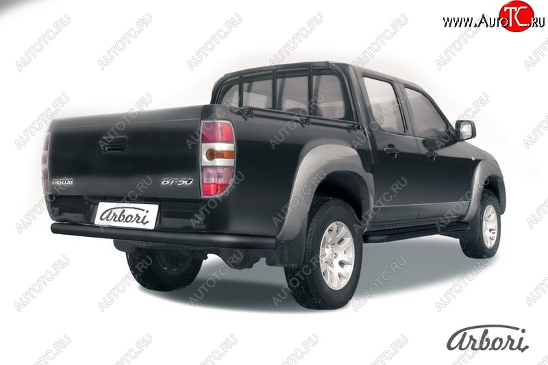 7 019 р. Защита заднего бампера Arbori (черная, 1 труба d76 mm). Mazda BT-50 (2006-2011)  с доставкой в г. Керчь