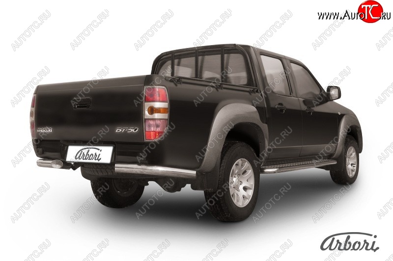 12 509 р. Защита заднего бампера Arbori (уголки, нержавейка, 1 труба d76 mm). Mazda BT-50 (2006-2011)  с доставкой в г. Керчь