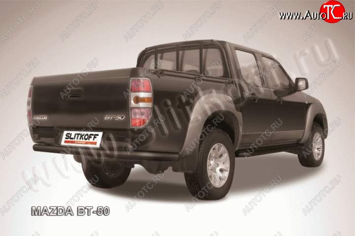 9 449 р. Защита задняя Slitkoff  Mazda BT-50 (2006-2015) (Цвет: серебристый)  с доставкой в г. Керчь