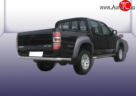 13 499 р. Одинарная защита заднего бампера из трубы диаметром 76 мм Slitkoff  Mazda BT-50 (2006-2011) (Нержавейка, Полированная)  с доставкой в г. Керчь