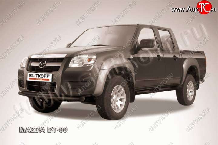 10 299 р. Защита переднего бампер Slitkoff Mazda BT-50 (2011-2015) (Цвет: серебристый)  с доставкой в г. Керчь
