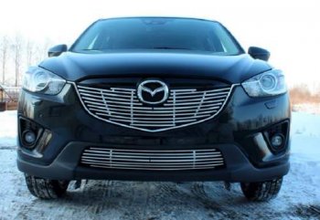 Декоративный элемент воздухозаборника Souz96 нержавеющая сталь Mazda CX-5 KE дорестайлинг (2011-2014) (Черная 10 мм)