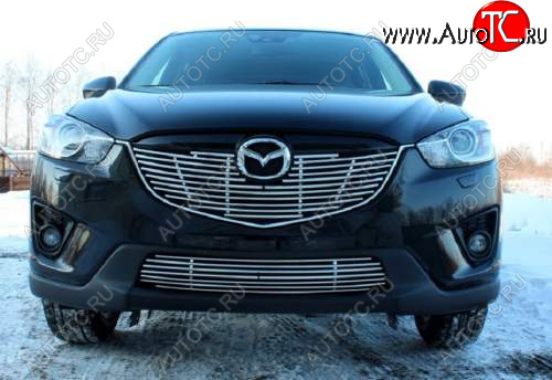 3 968 р. Декоративный элемент воздухозаборника Souz96 нержавеющая сталь Mazda CX-5 KE дорестайлинг (2011-2014) (Черная 10 мм)  с доставкой в г. Керчь