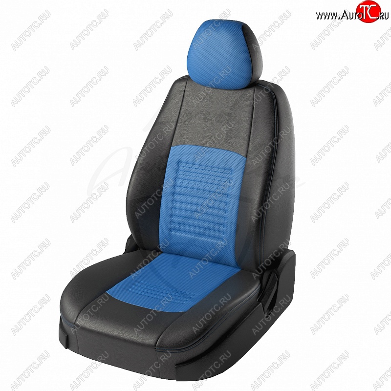 9 449 р. Чехлы для сидений (к-я Active) Lord Autofashion Турин (экокожа) Mazda CX-5 KE дорестайлинг (2011-2014) (Чёрный, вставка синяя)  с доставкой в г. Керчь