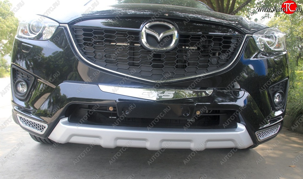 5 449 р. Накладка на передний бампер SuvStyle Mazda CX-5 KE дорестайлинг (2011-2014) (Неокрашенная)  с доставкой в г. Керчь